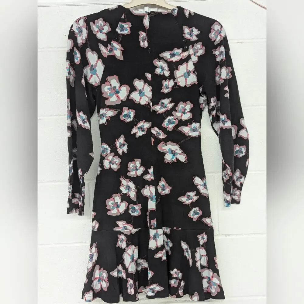 RTR Tanya Taylor Noemie Dress sz 6 floral printed long sleeve a-line knit